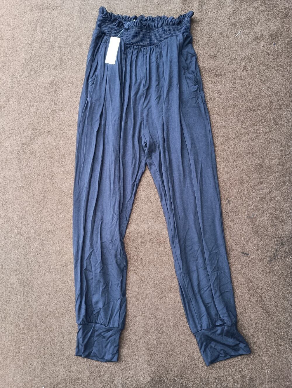 NWT Daily Practice Anthropologie Large Black Jogger Smocked Harem Pants MSRP $88